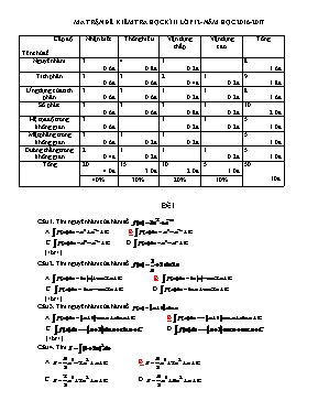 Đề kiểm tra học kì II lớp 12 môn Toán học